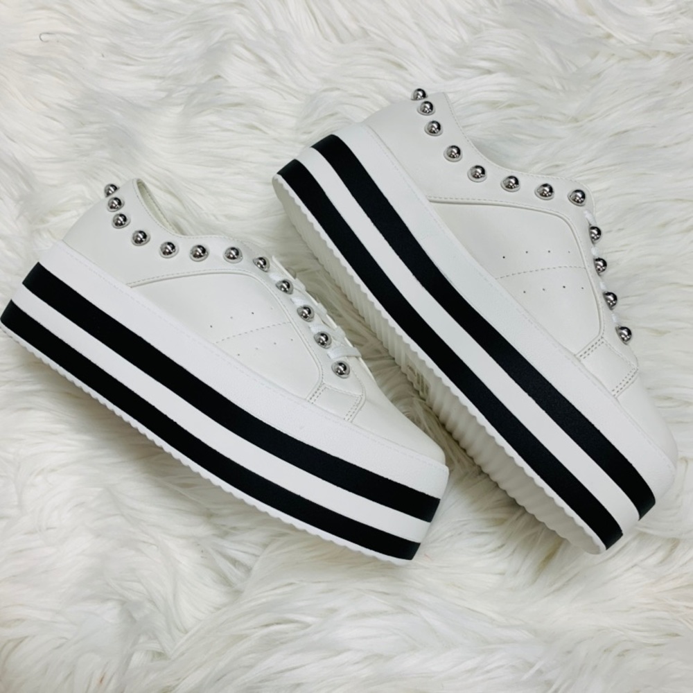 White striped platform sneaker - Picture 3 of 6